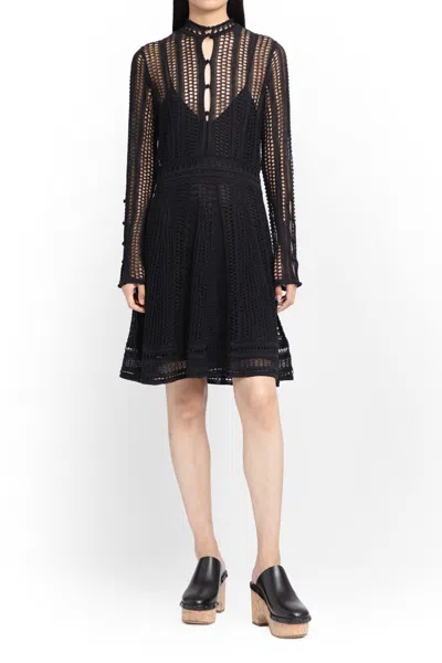 Chloé Chloe Black Linen Blend Mini Dress In Black