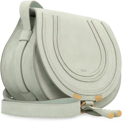 Shop Chloé Marcie Leather Saddle Bag In Green