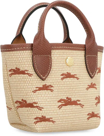 Shop Longchamp Le Panier Pliage Xs Raffia Handbag In Ecru