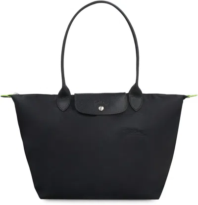Shop Longchamp Le Pliage Green L Shoulder Bag In Black