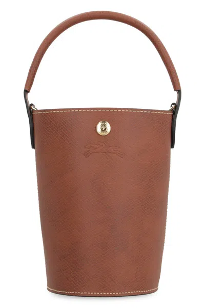 Shop Longchamp Xs Épure Leather Bucket Bag In Brown