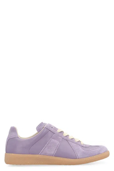 Shop Maison Margiela Replica Leather Low-top Sneakers In Purple
