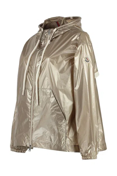 Moncler Tazenat Zip-up Hooded Jacket In Gold