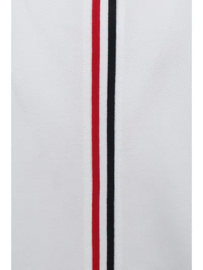 Thom Browne White Cotton T-shirt With Tricolor Stripe Detail