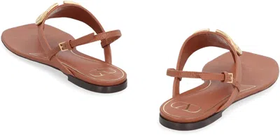 Shop Valentino Garavani - Leather Thong-sandals In Brown