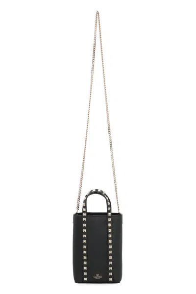Shop Valentino Garavani - Rockstud Leather Bucket Bag In Black