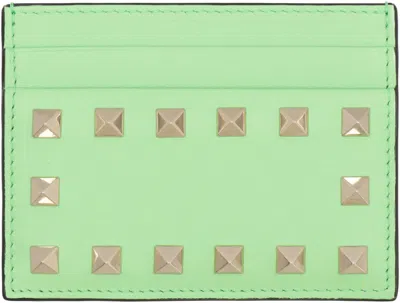 Shop Valentino Garavani - Rockstud Leather Card Holder In Green
