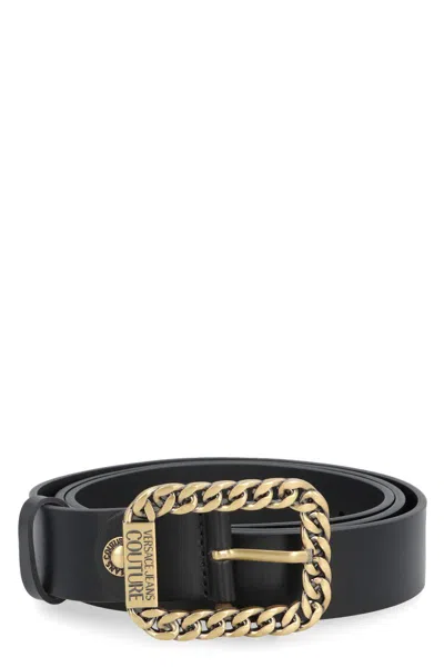 Shop Versace Leather Belt In Black