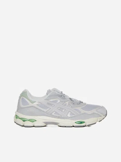 Shop Asics Gel-nyc Leather And Mesh Sneakers In Cloud Grey