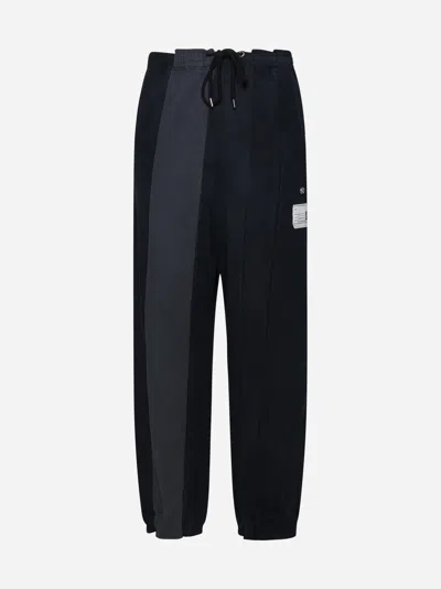 Shop Miharayasuhiro Vertical Switching Cotton Trousers In Black