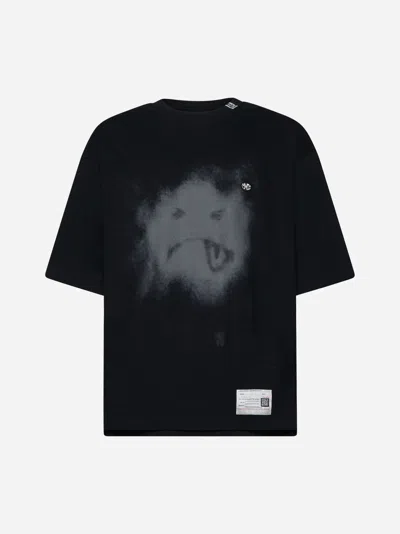 Shop Miharayasuhiro Smily Face Cotton T-shirt In Black