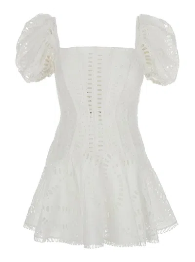 Shop Charo Ruiz Fucsia Short 'mexik' Dress With Embroidery In Cotton Blend Woman In White