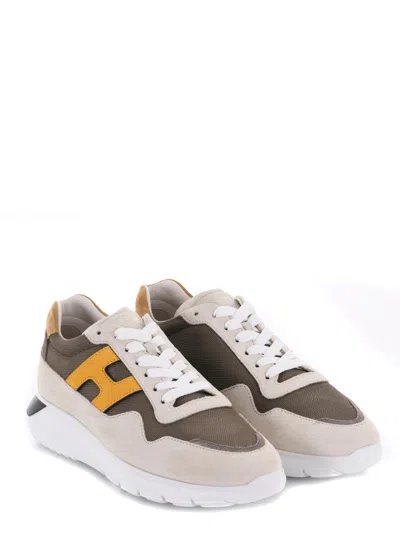 Hogan Interactive 3 Side H Patch Sneakers In Marrone/ecrù