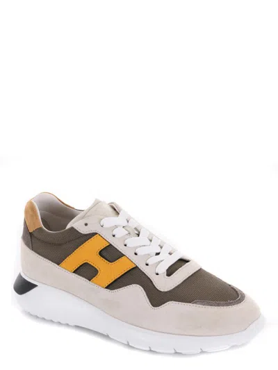 Hogan Interactive 3 Side H Patch Sneakers In Marrone/ecrù