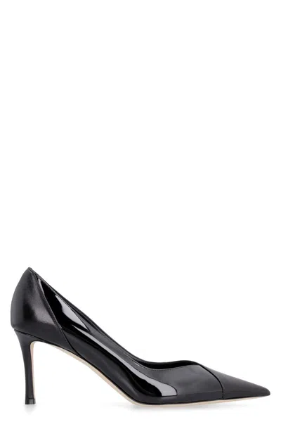 Shop Jimmy Choo Cass 75 Patent Leather Pointy-toe Pumps In Black