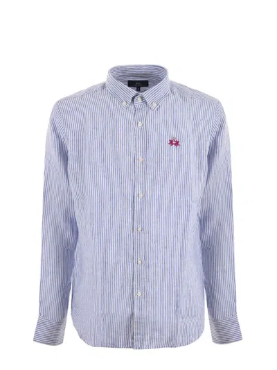 Shop La Martina Shirts In Azzurro/bianco