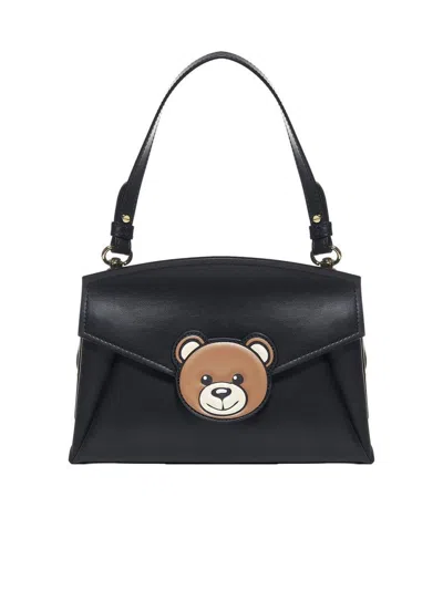 Shop Moschino Teddy Bear Flap Tote Bag In Black
