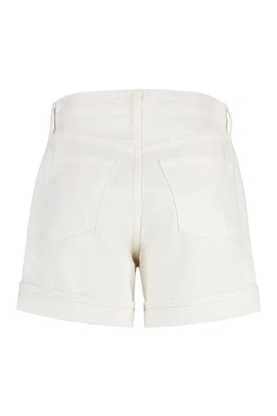 Shop Agolde Cotton Bermuda Shorts In Panna