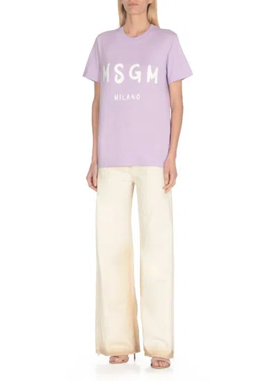 Shop Msgm T-shirts And Polos Purple