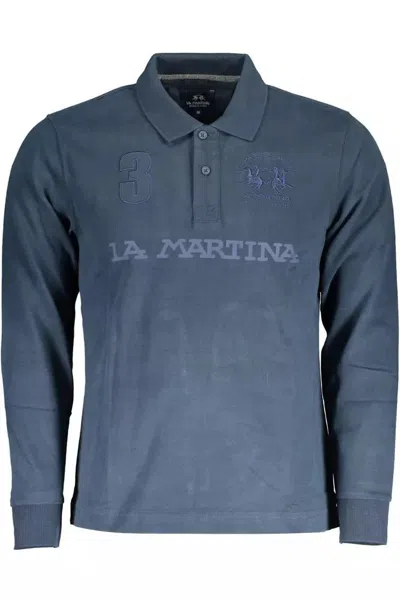 Shop La Martina Elegant Long Sleeve Men's Polo Men's Shirt In Blue