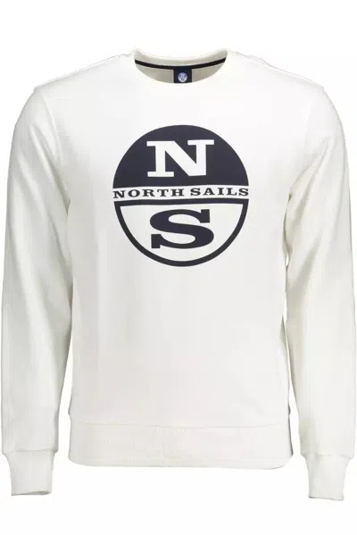 Shop North Sails Elegant Round Neck Cotton Men's Sweatshirt In White