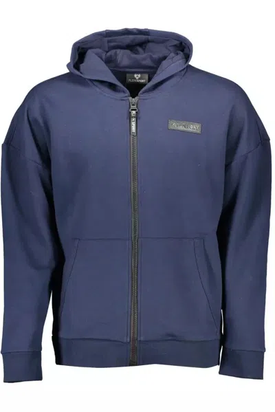 Shop Plein Sport Chic Hooded Sweatshirt With Contrasting Men's Details In Blue