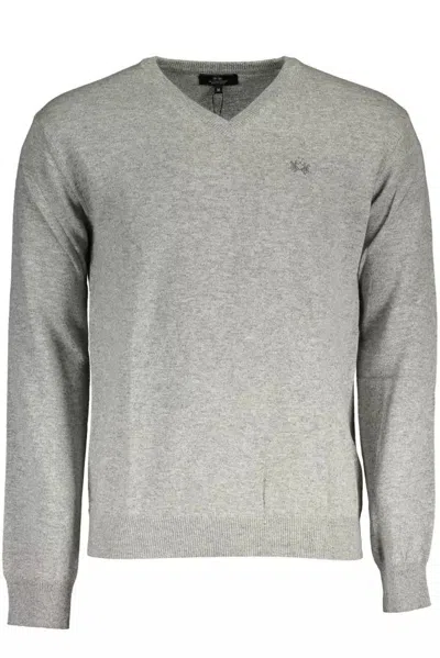 Shop La Martina Elegant V-neck Luxury Men's Sweater In Grey