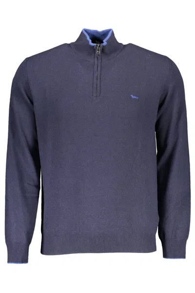 Shop Harmont & Blaine Elegant Half-zip Turtleneck Men's Sweater In Blue