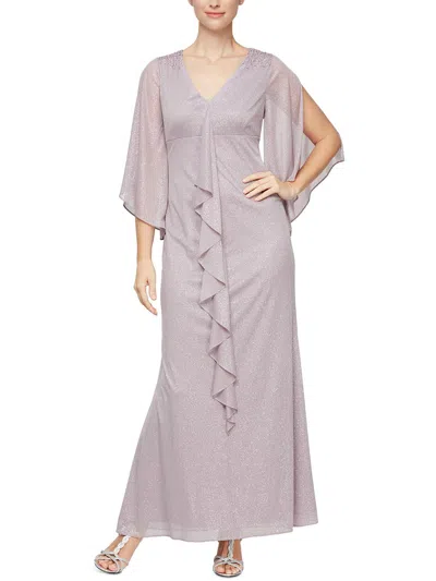 Shop Slny Womens Shimmer Long Evening Dress In Grey