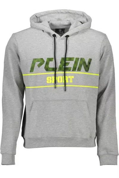 Shop Plein Sport Sleek Long-sleeved Hooded Men's Sweatshirt In Grey