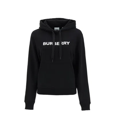 Shop Burberry Logo Hoodie Sweatshirt In Black
