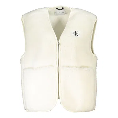 Shop Calvin Klein Chic Sleeveless Coat With Bold Women's Pockets In White