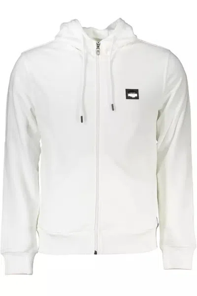 Shop Cavalli Class Elegant Hooded Sweatshirt With Embroidery Men's Detail In White