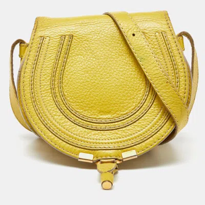 Shop Chloé Leather Small Marcie Crossbody Bag In Yellow