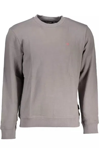 Shop Napapijri Chic Crew Neck Logo Men's Sweatshirt In Grey