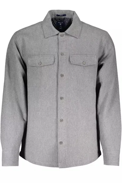 Shop Gant Ele Cotton Long-sleeved Men's Men's Shirt In Grey