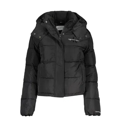 Shop Calvin Klein Sleek Long-sleeved Jacket With Removable Women's Hood In Black