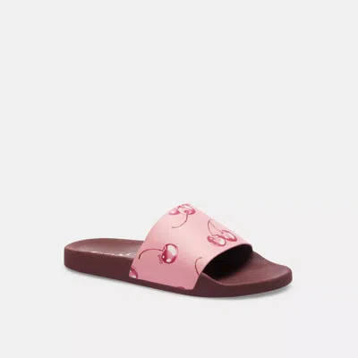Shop Coach Outlet Uli Sport Slide In Signature Canvas With Cherry Print In Multi