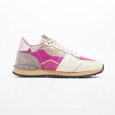 Shop Valentino Rockrunner Sneakers Cream / Lilac / Leather In Pink