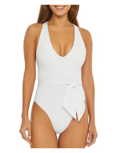 Shop Becca By Rebecca Virtue Womens Solid Polyester One-piece Swimsuit In White