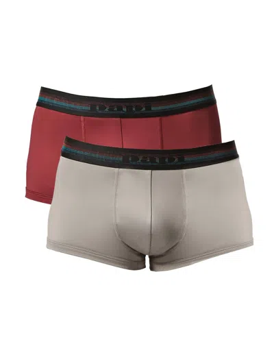 Papi Men's 2-pack Brazilian Trunk Underwear In Chiseled Stone/beet Red In Multi