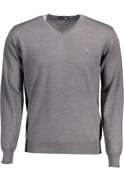 Shop Harmont & Blaine Elegant V-neck Wool Men's Sweater In Grey