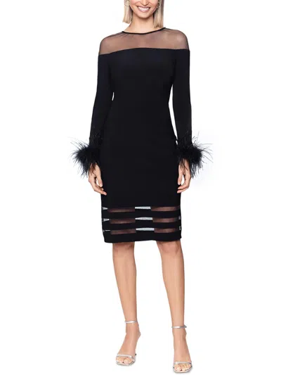 Shop Betsy & Adam Womens Illusion Polyester Sheath Dress In Black