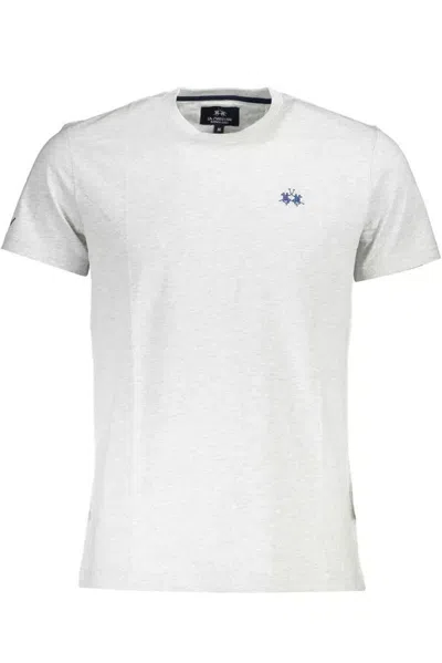 Shop La Martina Elegant Embroide Cotton Men's T-shirt In Grey
