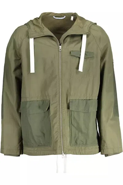 Shop Gant Ele Cotton Blend Hooded Men's Jacket In Green