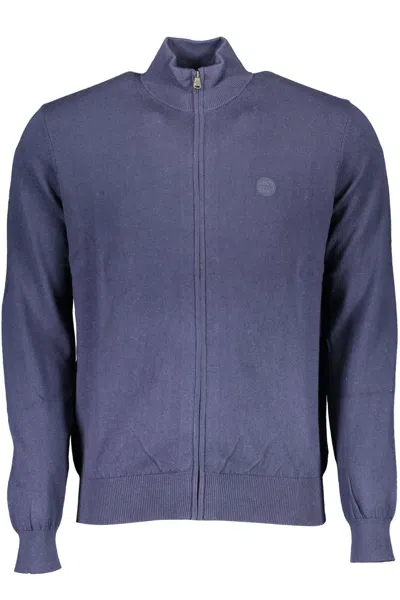 Shop North Sails Zip Cardigan With Logo Men's Embroidery In Blue