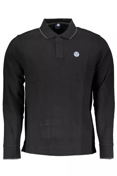 Shop North Sails Sleek Long-sleeve Polo With Contrasting Men's Accents In Black