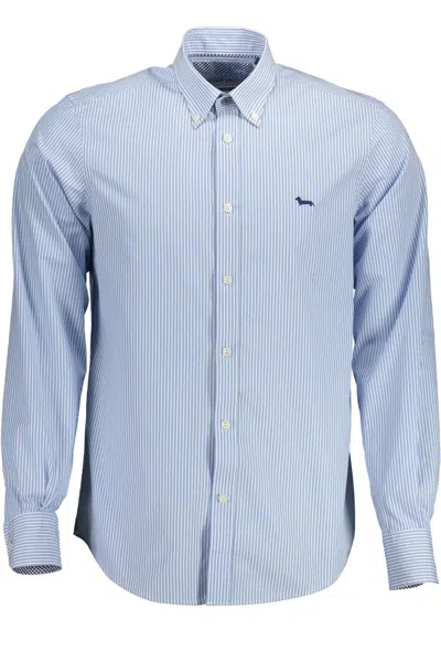 Shop Harmont & Blaine Elegant Organic Cotton Men's Men's Shirt In Blue