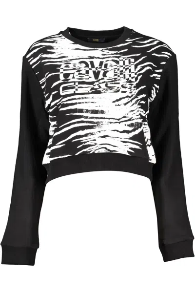 Shop Cavalli Class Chic Brushed Cavalli Sweatshirt With Logo Women's Print In Black