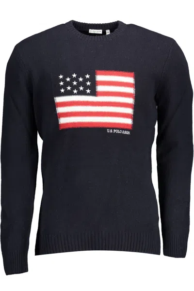 Shop U.s. Polo Assn U. S. Polo Assn. Chic Wool Blend Round Neck Men's Sweater In Blue